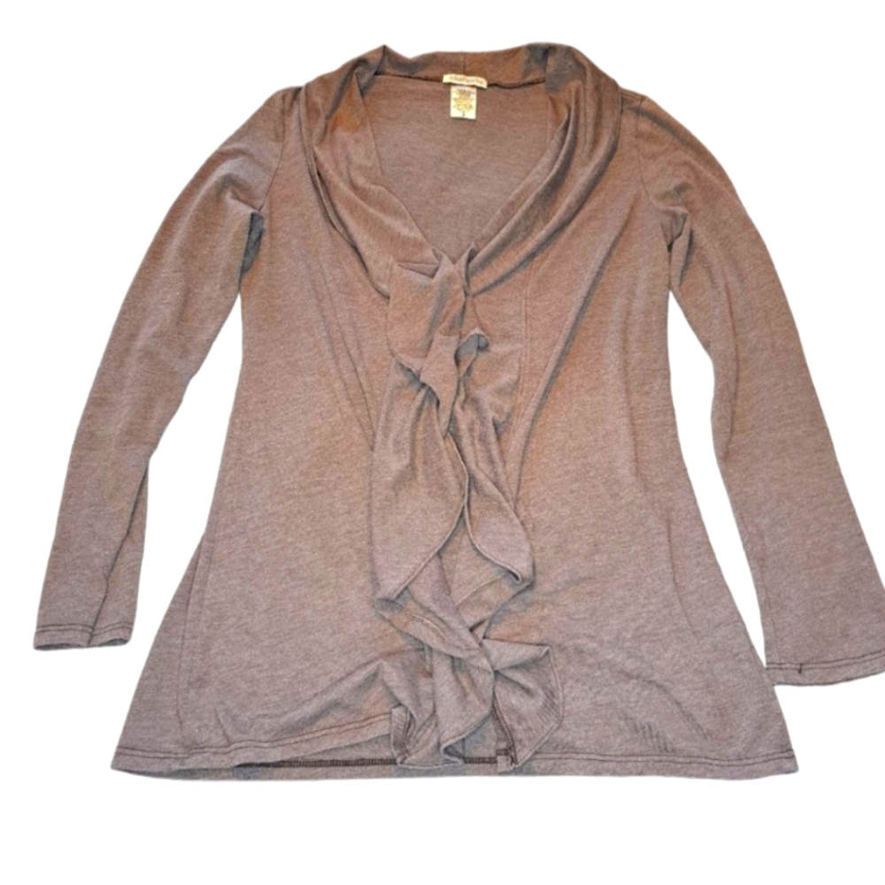 Kika Paprika Brown Ruffle Lightweight Cardigan Size 2 (4/6)